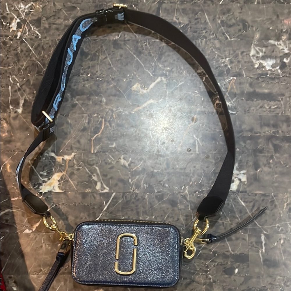 Black Crossbody Bag with Gold Accents